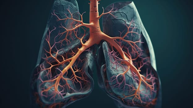 3D illustration of Lungs - Part of Human Organic, generative ai