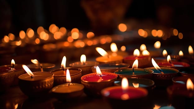 Candles lit during Diwali Celebration. Indian Hindu Light Festival called Diwali, generative ai
