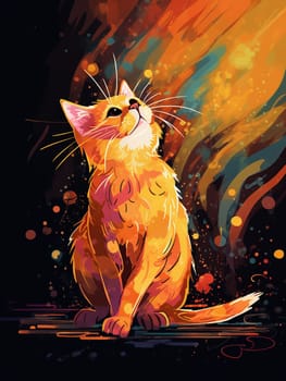 excited cat falling into a splash of light Light, vivid colors, generative ai
