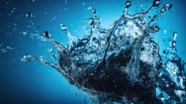 Abstract Splash of Water on a Blue Background, generative ai