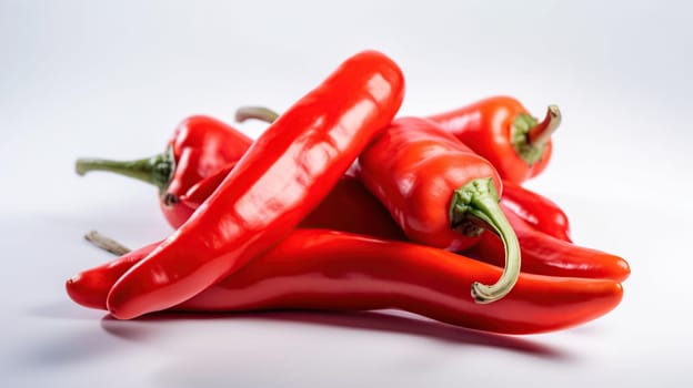 Red peppers isolated on white background. generative ai