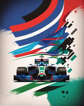 This exhilarating artwork print captures the thrill and excitement of speed with a dynamic image of a sleek racing car in action. The use of bold colors and sharp lines creates a sense of motion and power, making it the perfect addition to any car enthusiast's decor. The image is generated with the use of an AI.