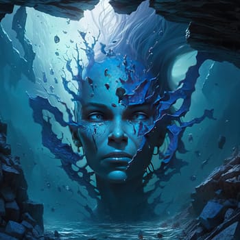 Immerse yourself in the serenity of a blue gaze as it captures the delicate details of a nose bridge. This painting offers a unique and introspective viewpoint, inviting viewers to appreciate the beauty in simplicity and find tranquility in the subtlest of features. The image is generated with the use of an AI.