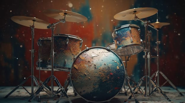 Experience the captivating synergy of drums and cymbals as they come together to create a rhythmic masterpiece. This vibrant painting showcases the dynamic energy and harmonious interplay of percussive instruments. Let the rhythmic beats and shimmering cymbals transport you into a world of musical enchantment. The image is generated with the use of an AI.