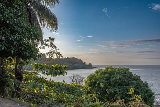 Sandy beach of the small town of Drake Bay, Puntarenas, Costa Rica