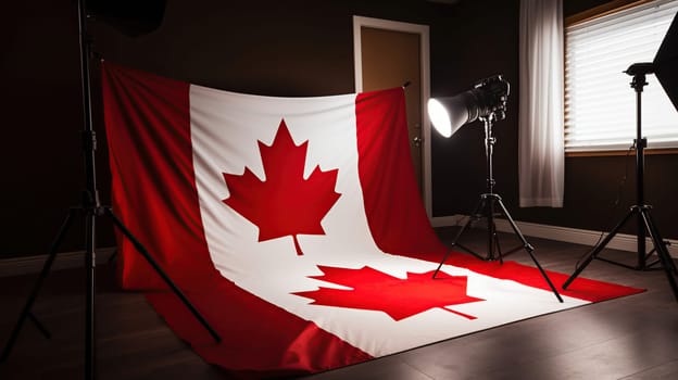 Happy Canada Day with Canada flag background, generative ai