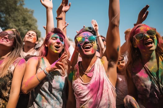The music festival brings people together in a joyous celebration of music and life, with friends and strangers alike enjoying the sunshine and festivities under the open sky. (generative AI)