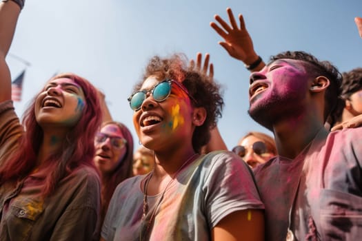 The music festival brings people together in a joyous celebration of music and life, with friends and strangers alike enjoying the sunshine and festivities under the open sky. (generative AI)
