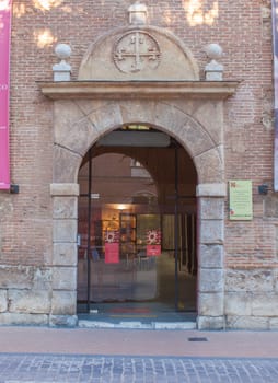 Alcala de Henares, Spain - Oct 10th, 2020: Main entrance gate. Regional Archaeological Museum of Madrid