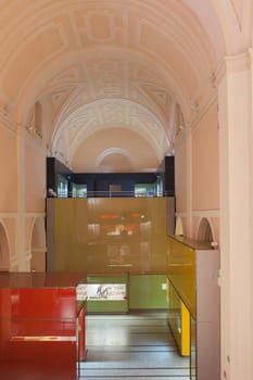 Alcala de Henares, Spain - Oct 10th, 2020: Regional Archaeological Museum of Madrid. Building interior