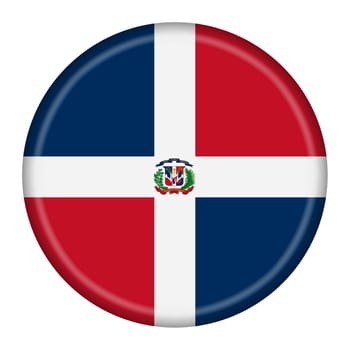 A Dominican Republic flag button 3d illustration with clipping path