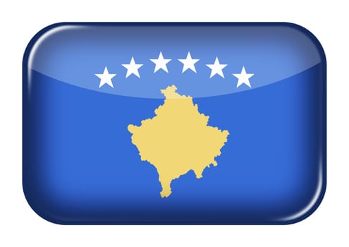 A Kosovo web icon rectangle button with clipping path 3d illustration