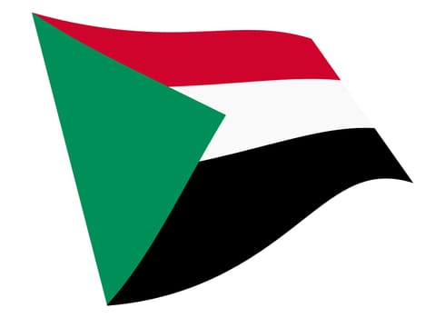 A Sudan waving flag graphic isolated on white with clipping path 3d illustration