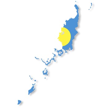 A Palau map on white background with clipping path 3d illustration