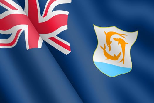 An Anguilla waving flag 3d illustration wind ripple