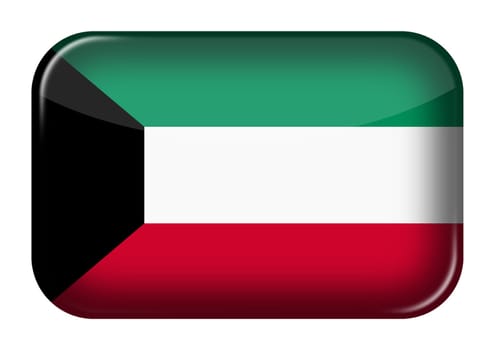 A Kuwait web icon rectangle button with clipping path 3d illustration