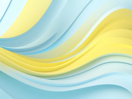 Blue and yellow wave abstract 3D background. Generative AI.