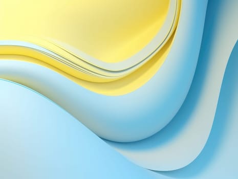 Blue and yellow wave abstract 3D background. Generative AI.