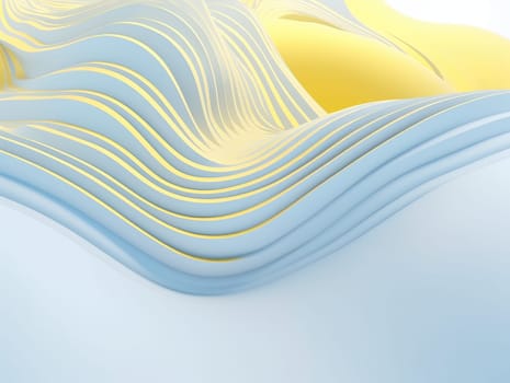 Blue and yellow wave abstract 3D background. Generative AI.