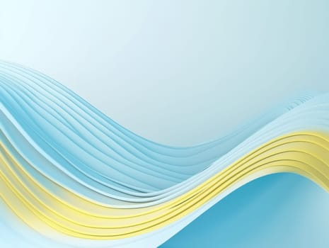 Blue and yellow wave abstract 3D background. Generative AI.