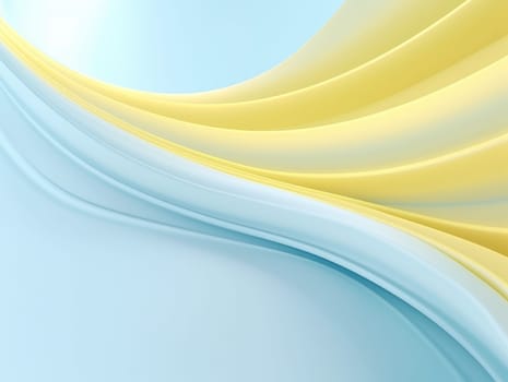 Blue and yellow wave abstract 3D background. Generative AI.