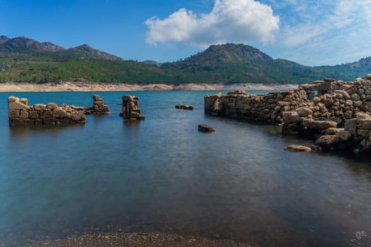 Old ruins of Vilarinho das Furnas, was a village, located in Campo de Geres, Terras de Bouro, on margins of River Homem, in 1972, it was intentionally submerged.