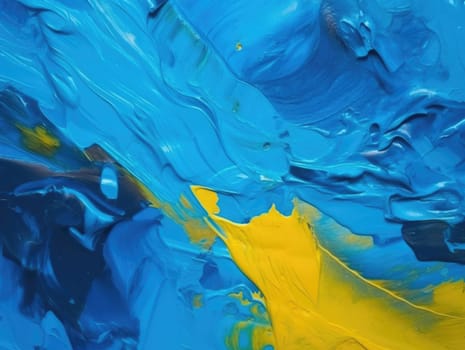 Abstract blue and yellow paint background. Acrylic texture background, Generative AI.