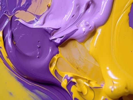 Abstract purple and yellow paint background. Acrylic texture background, Generative AI.