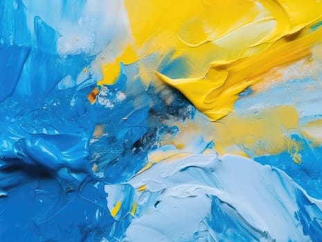 Abstract blue and yellow paint background. Acrylic texture background, Generative AI.