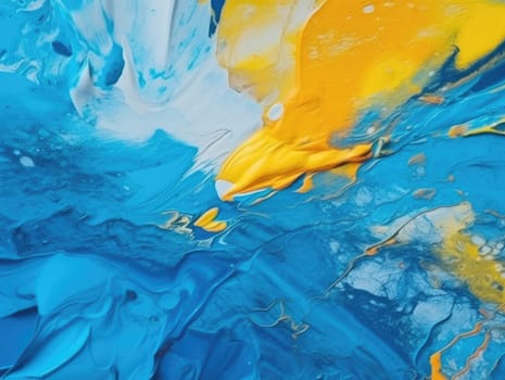 Abstract blue and yellow paint background. Acrylic texture background, Generative AI.