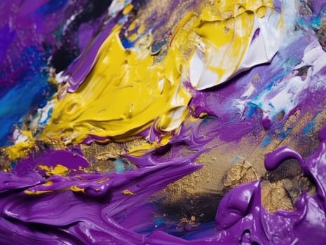 Abstract purple and yellow paint background. Acrylic texture background, Generative AI.
