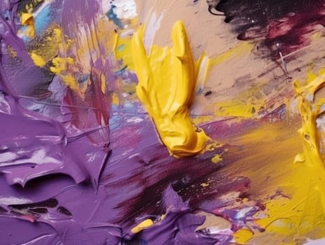 Abstract purple and yellow paint background. Acrylic texture background, Generative AI.
