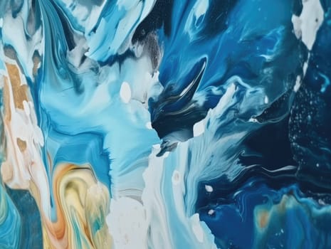 Abstract blue and yellow paint background. Acrylic texture background, Generative AI.