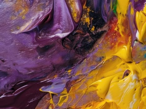 Abstract purple and yellow paint background. Acrylic texture background, Generative AI.