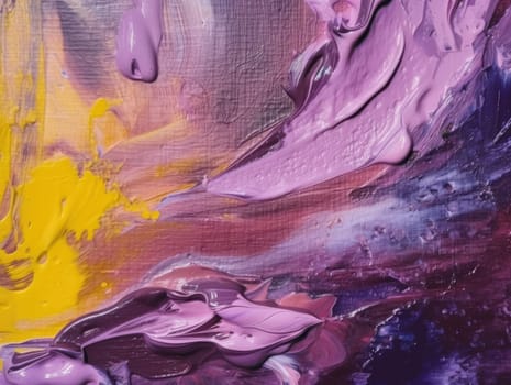 Abstract purple and yellow paint background. Acrylic texture background, Generative AI.