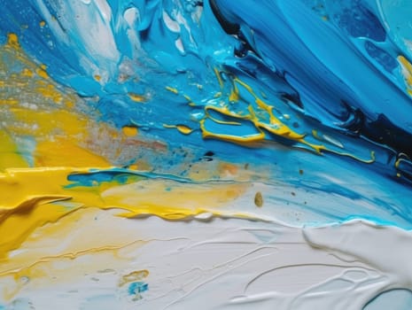 Abstract blue and yellow paint background. Acrylic texture background, Generative AI.