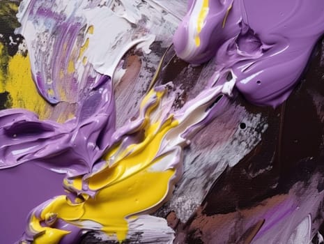 Abstract purple and yellow paint background. Acrylic texture background, Generative AI.