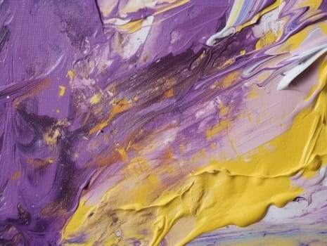 Abstract purple and yellow paint background. Acrylic texture background, Generative AI.