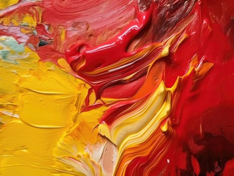 Abstract red and yellow paint background. Acrylic texture background, Generative AI.