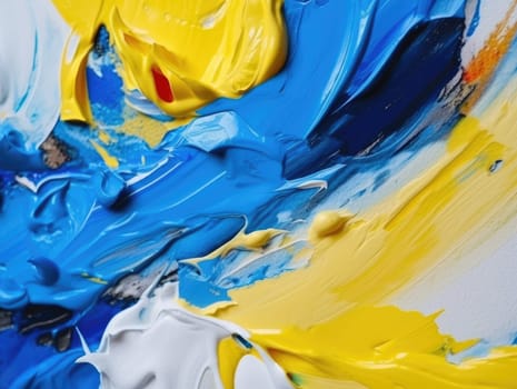 Abstract blue and yellow paint background. Acrylic texture background, Generative AI.