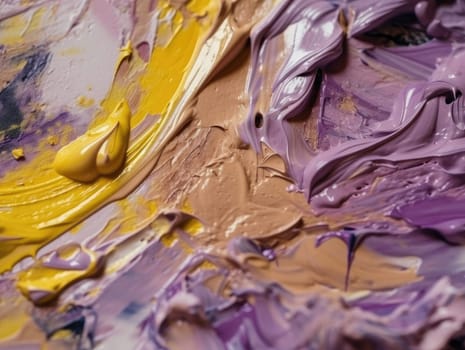 Abstract purple and yellow paint background. Acrylic texture background, Generative AI.