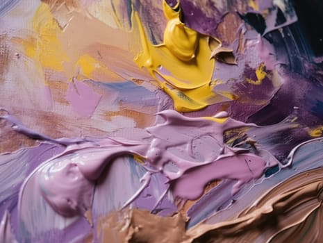 Abstract purple and yellow paint background. Acrylic texture background, Generative AI.