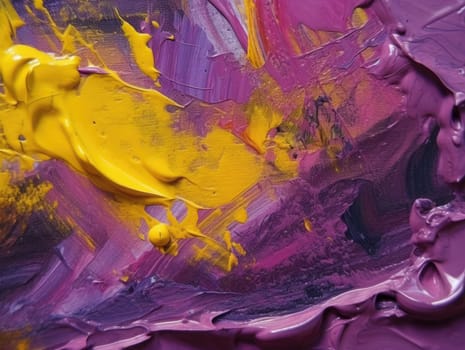 Abstract purple and yellow paint background. Acrylic texture background, Generative AI.