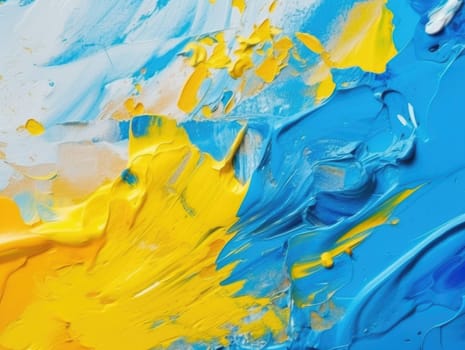Abstract blue and yellow paint background. Acrylic texture background, Generative AI.