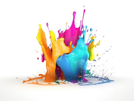 Colorful paint splash on isolated white background. Generative AI.