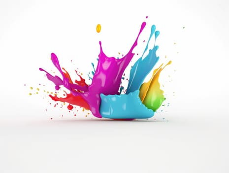 Colorful paint splash on isolated white background. Generative AI.