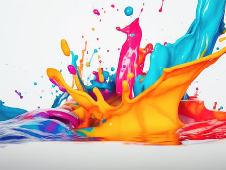 Colorful paint splash on isolated white background. Generative AI.