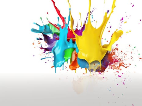Colorful paint splash on isolated white background. Generative AI.