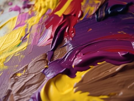 Abstract purple and yellow paint background. Acrylic texture background, Generative AI.