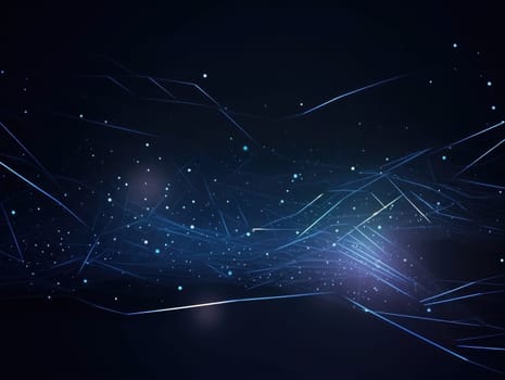 Blue particles wave background. Abstract dynamic mesh. Big data technology. Generative AI.